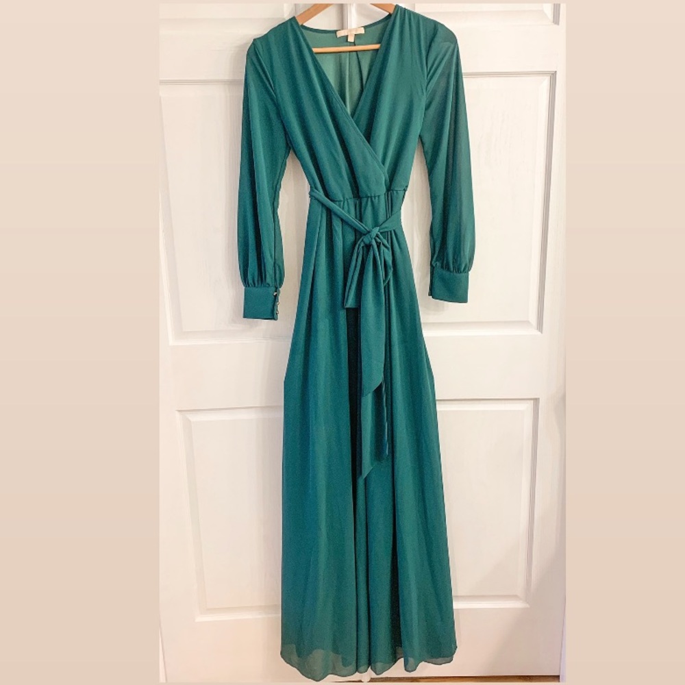 Lydia Hunter Green Long Sleeve Maxi Dress